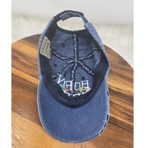 Kbethos Distressed "Born Free" Blue Arrrow Stiched Women's Adult Hat - Picture 6 of 7